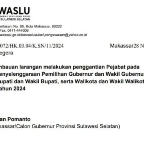 Usai Pilkada Sulsel 2024, Mutasi Pejabat Danny Pomanto Dibatasi: Bawaslu Tegaskan Aturan Tegas