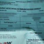 Nota retribusi pembayaran iuran sampah Makassar