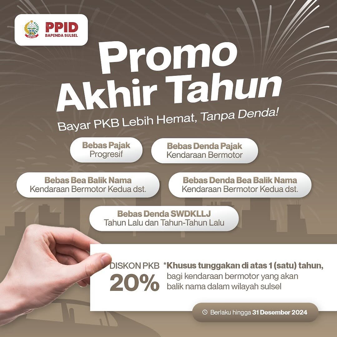 Promo Bebas Denda dan Diskon Pajak Kendaraan Sulsel Berakhir 31 Desember 2024