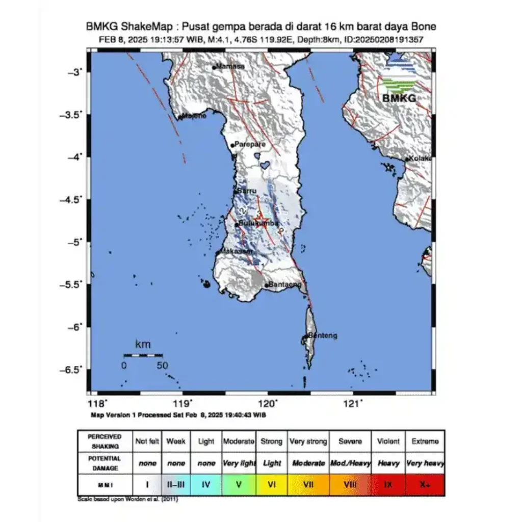 Gempa 4.1 Magnitudo Guncang Bone Terasa Hingga Makassar
