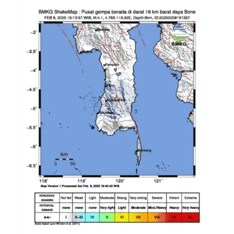 Gempa 4.1 Magnitudo Guncang Bone Terasa Hingga Makassar