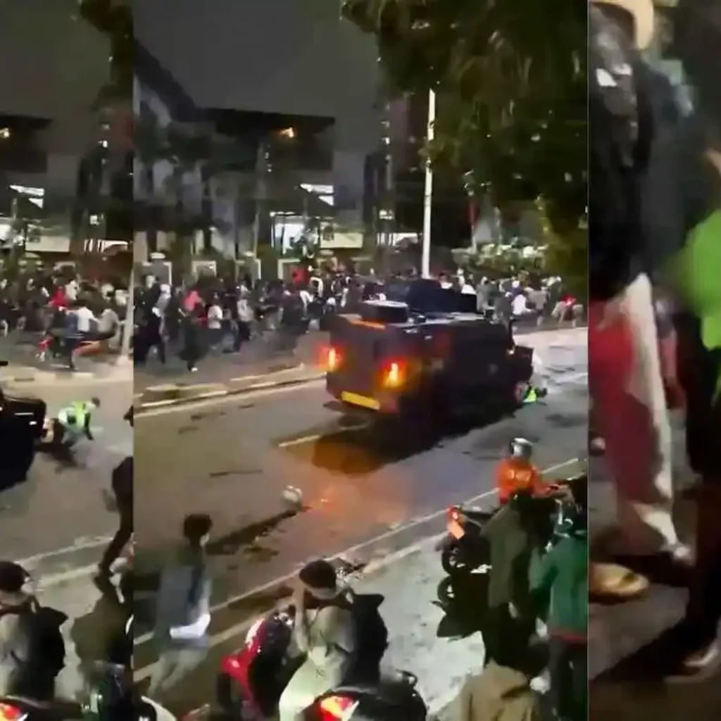 Detik-detik Ojol Terlindas Mobil Taktis Brimob Saat Demo