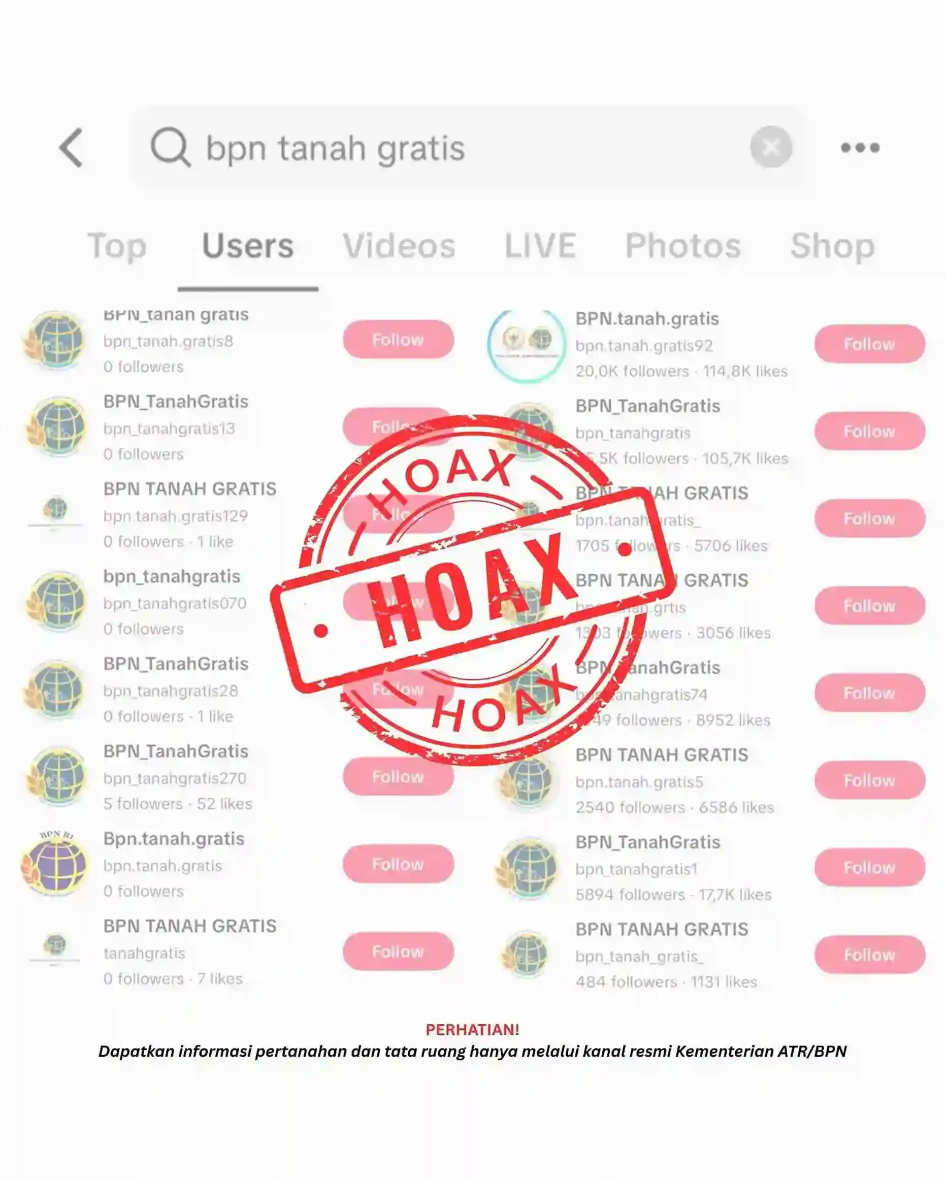 Viral Hoaks BPN Tanah Gratis di TikTok