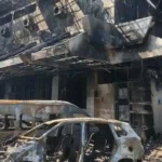 Area kantor DPRD Makassar pascakebakaran