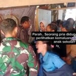 Siswi memarahi terduga pelaku di warung usai peristiwa di Jl Haji Bau Makassar 02/10/2025