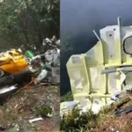 Pesawat ATR 42 500 dan puing pesawat jatuh