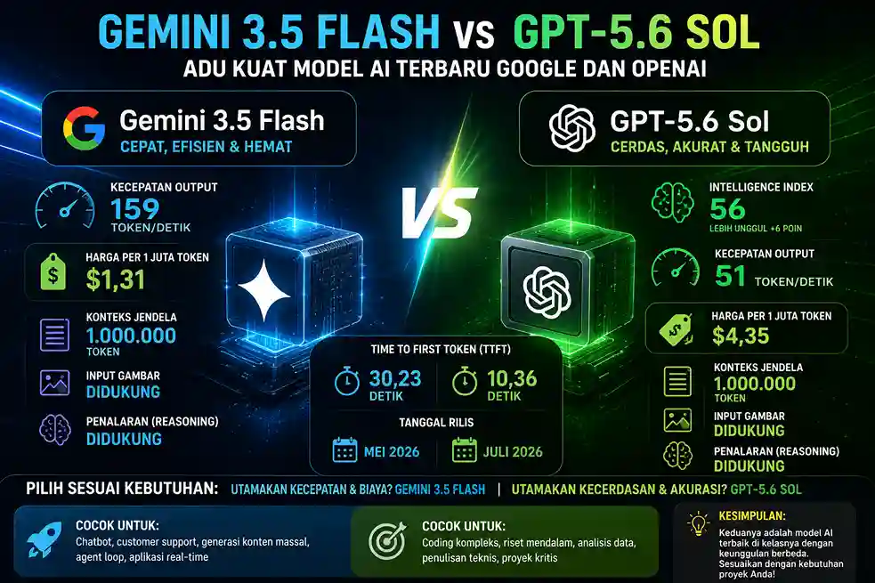 Gemini 3.5 Flash vs GPT-5.6 Sol: Adu Kuat Model AI Terbaru Google dan OpenAI, Mana Pilihan Terbaik? 2 Gemini 3.5 Flash vs GPT-5.6 Sol Adu Kuat Model AI Terbaru Google dan OpenAI, Mana Pilihan Terbaik