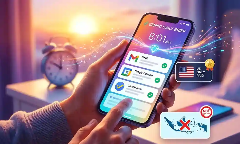 Gemini Daily Brief: Fitur Ringkasan Pagi Otomatis, Syarat Akses, dan Ketersediaan di Indonesia 1 Gemini Daily Brief: Fitur Ringkasan Pagi Otomatis, Syarat Akses, dan Ketersediaan di Indonesia