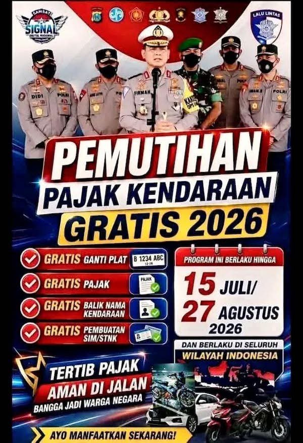 Viral Pemutihan Pajak Kendaraan Gratis 2026, Samsat Takalar: Hoaks 1 Viral Pemutihan Pajak Kendaraan Gratis 2026, Samsat Takalar: Hoaks