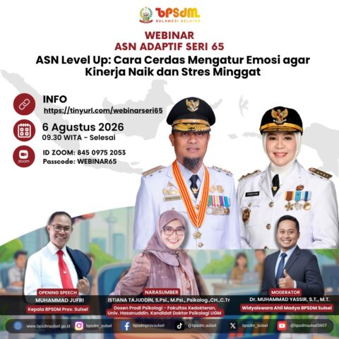 BPSDM Sulsel Gelar Webinar ASN Adaptif Seri ke-65 Fokus Regulasi Emosi, Diikuti 3.767 Peserta 11 BPSDM Sulsel Gelar Webinar ASN Adaptif Seri ke-65 Fokus Regulasi Emosi, Diikuti 3.767 Peserta