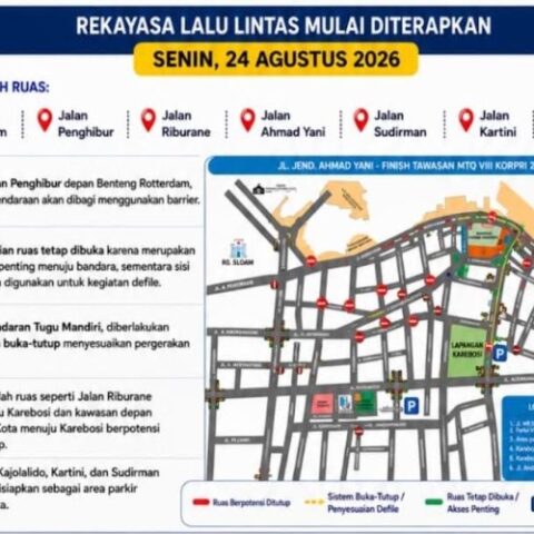 Dishub Makassar Rekayasa 6 Ruas Jalan untuk Defile MTQ Korpri Nasional 2026