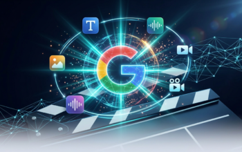 Ilustrasi Google Gemini Omni Flash AI video generator dengan antarmuka multimodal futuristik