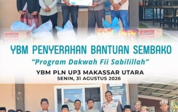 YBM PLN UP3 Makassar Utara Bagikan Sembako ke Santri Pondok Jaziratul Qur’an Moncongloe