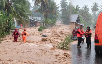 Banjir Padang, 75 Warga Dievakuasi dan 40 KK di Kuranji Terdampak 3 Arus banjir deras dan petugas BPBD di Padang pada 10 Oktober 2026