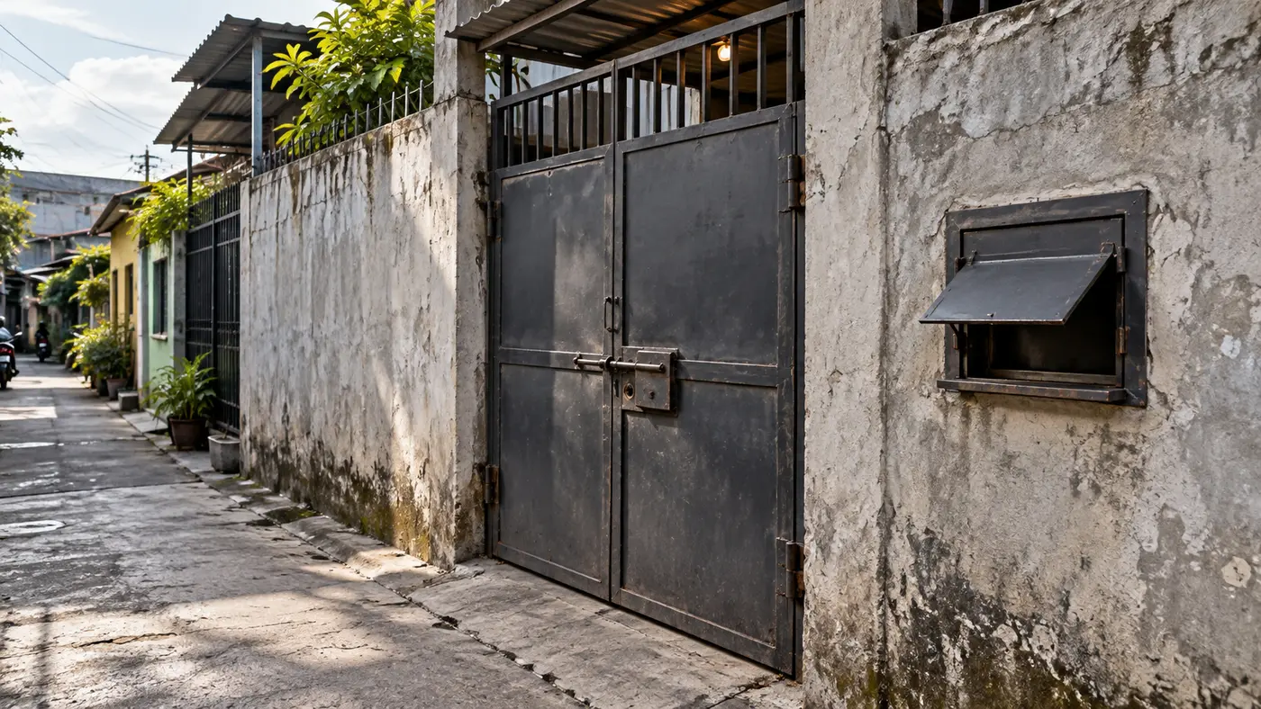 Pintu Baja di Kampung Borta Kembali Berdiri Seusai Dibongkar Polisi, Ada Loket yang Diduga untuk Jual Sabu 1 Ilustrasi pintu baja dan loket di kawasan Borta