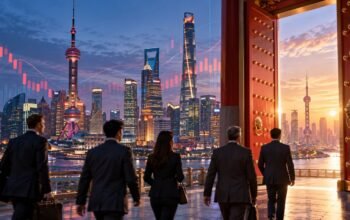 Ilustrasi pusat keuangan China dan investasi global