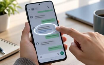 Ilustrasi penggunaan Circle to Search pada pesan mencurigakan