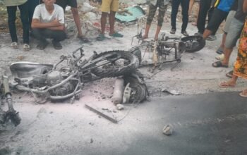 Dua Unit Sepeda Motor Dibakar Massa dalam Aksi Geng Motor di Makassar