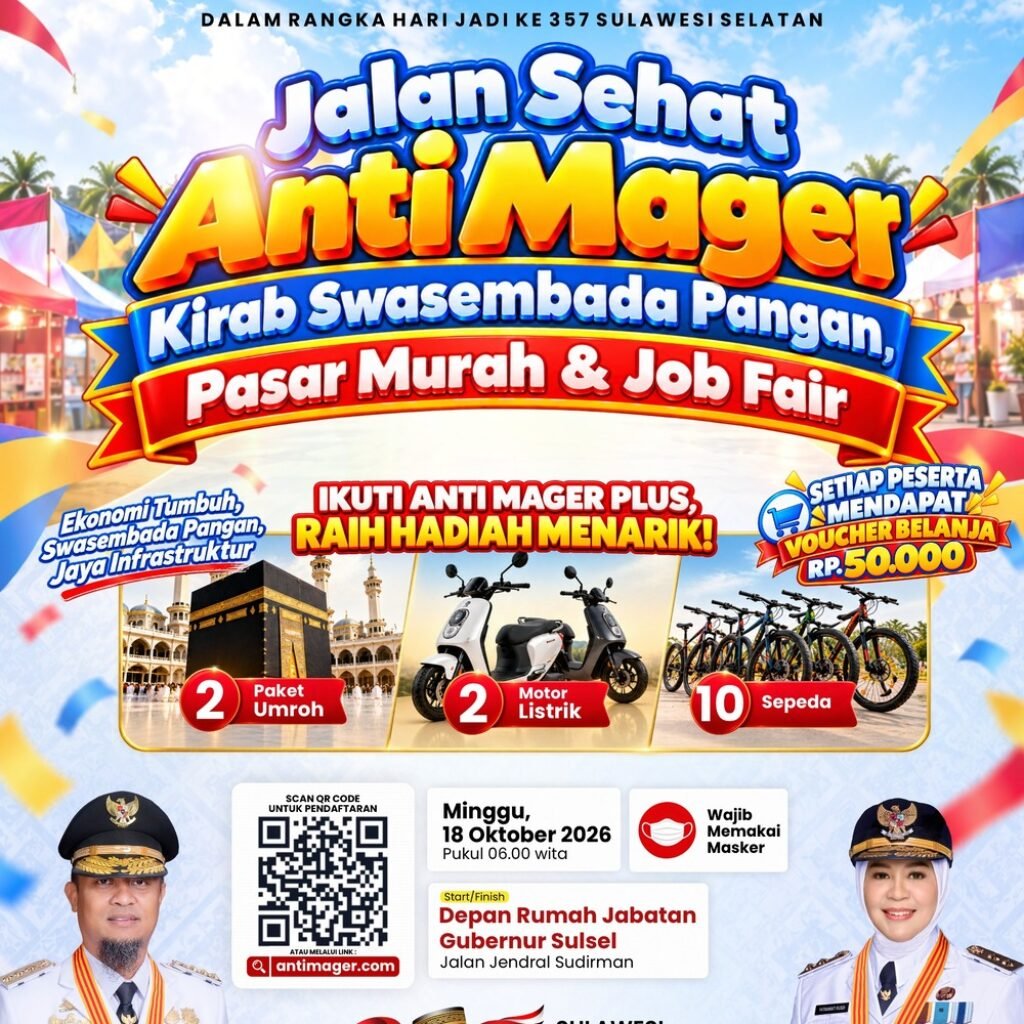 Gubernur Andi Sudirman Sulaiman Sediakan Voucher Belanja Rp50.000 di Jalan Sehat Anti Mager dan Pasar Murah