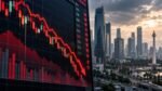 Ilustrasi grafik Indeks Harga Saham Gabungan bergerak turun