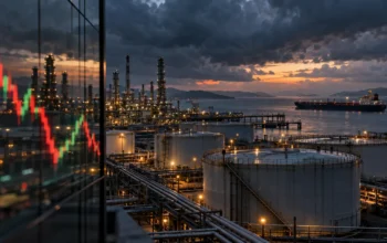 Harga Minyak Naik, Pasar Ragukan Klaim Gencatan Energi Trump 4 Ilustrasi fasilitas minyak dan grafik pasar di tengah ketidakpastian geopolitik