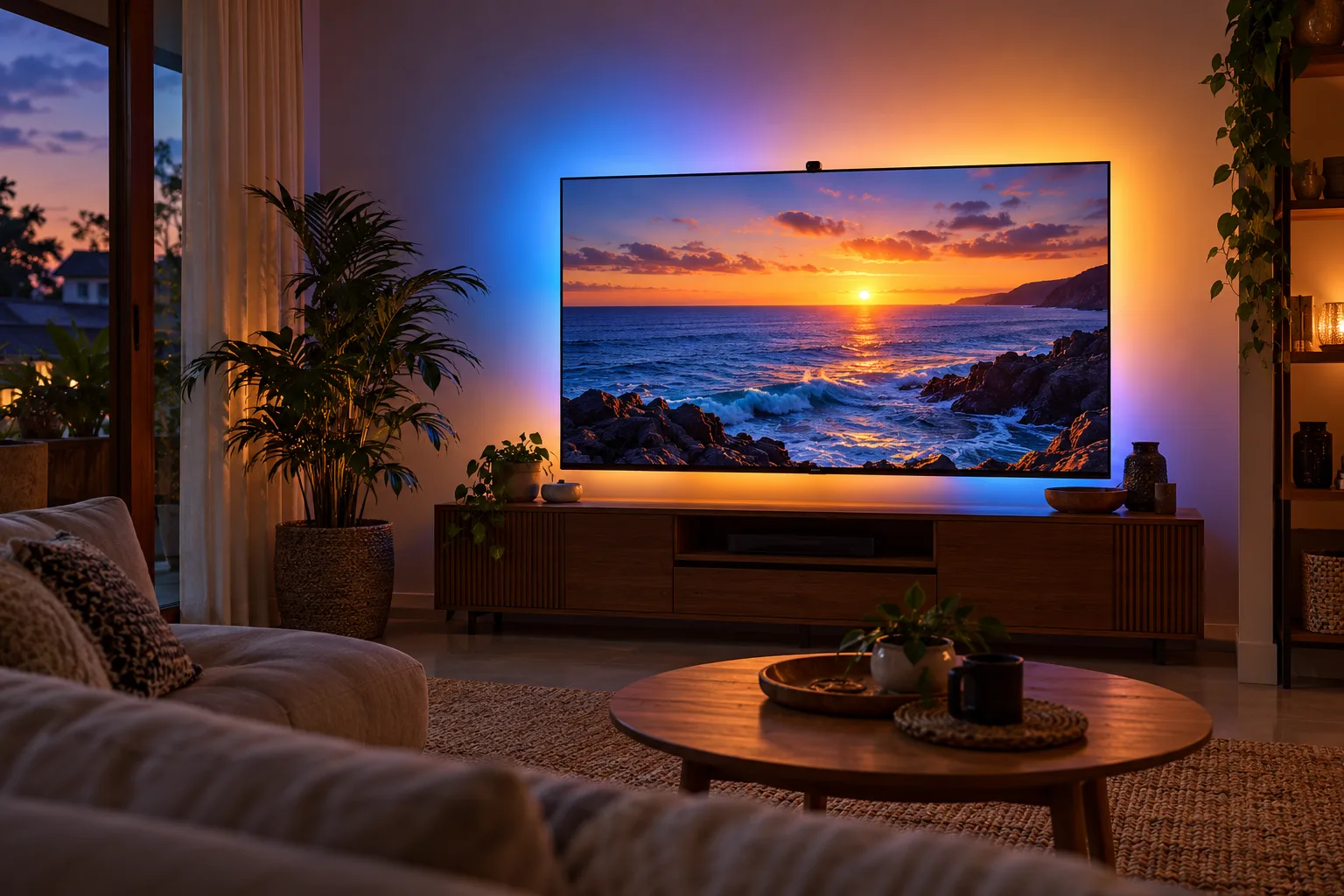 Philips TV Sync Hadir di Indonesia, Lampu Ikuti Warna Layar Televisi 1 Ilustrasi lampu ruangan mengikuti warna pada layar televisi