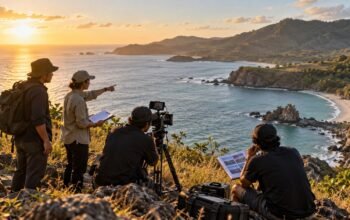 Ilustrasi kru film melakukan survei lokasi di pesisir Bantaeng