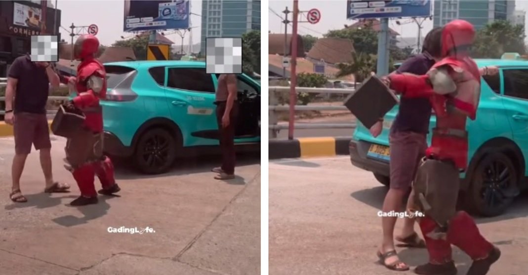Iron Man hentikan keributan antara dua sopir di depan Mal Kelapa Gading 1 Iron Man hentikan keributan antara dua sopir di depan Mal Kelapa Gading