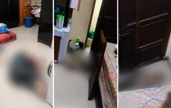 Kolase foto lokasi kejadian di Samata, Gowa, dengan tubuh korban dan bagian sensitif diburamkan