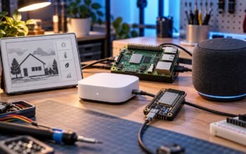 Meta Buka Muse Gadgets, Pengembang Bisa Membuat Perangkat AI Sendiri 6 Ilustrasi perangkat AI Muse Gadgets di meja pengembangan elektronik
