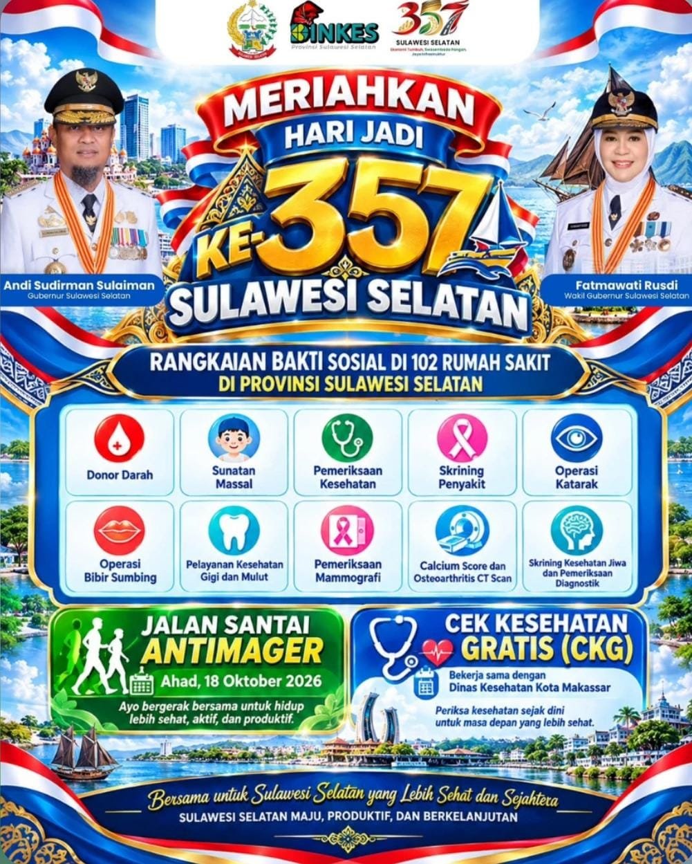 Pemprov Sulsel dan 100 RS Gelar Bakti Sosial Akbar dalam Rangka HUT ke-357 1 Pemprov Sulsel dan 100 RS Gelar Bakti Sosial Akbar dalam Rangka HUT ke-357