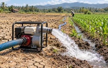 Produsen Pompa Irigasi Targetkan Penjualan Tumbuh 20 Persen 8 Ilustrasi pompa irigasi mengalirkan air ke lahan pertanian saat kemarau